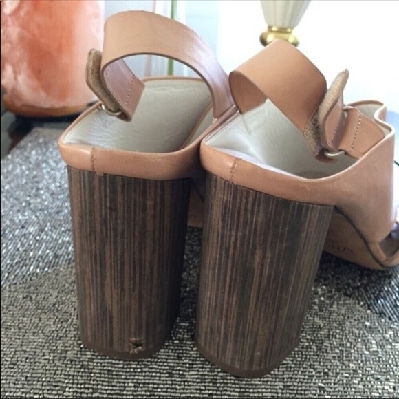 Vince Helena Wooden Heels Nude‎ Leather Sandals 10 - Picture 8 of 9